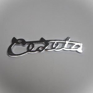 Inscription Cezeta, plastic, chrome, CZ 501/502/505