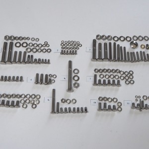 Screw set, body + engine, stainless steel/polished, Jawa 50 type 555