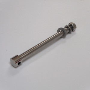 Wheel axis front, 155 mm, stainless steel, polished, Jawa 555