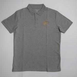 Cotton polo shirt, gray, logo CZ-gold, size S