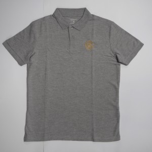 Poloshirt aus Baumwolle, grau, Logo CZ-goldenes, Größe S