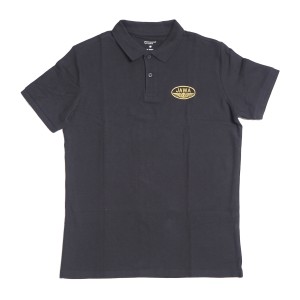 Cotton polo shirt, navy blue, logo JAWA-gold, size M
