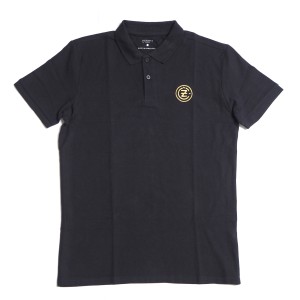 Cotton polo shirt, navy blue, logo CZ-gold, size S