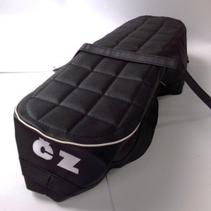 Seat cover, black with white line, with CZ logo