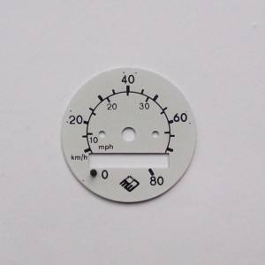 Speedometer plate 0-80 km/h, white, Jawa Babetta