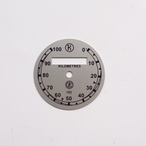 Speedometer plate 0-100km/h, silver-black, K, CZ 150 C