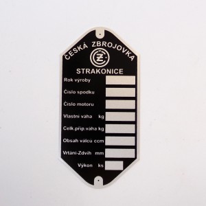 Type label, CZ 125 B/T