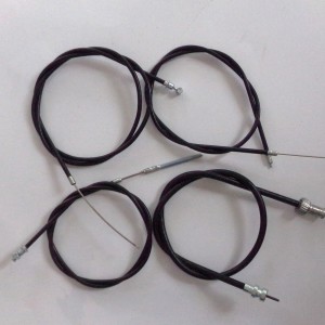 Bowden cables for 4 piece, bowden cable outer in a cotton braid, black, Jawa 250 Perak