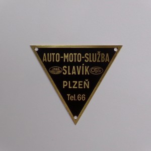 Type label, SLAVIK, 67 x 67 x 67 mm, brass