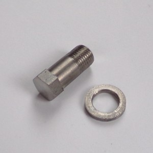 Lower screw for front fork plunger, M10/1, key 11mm, stainless steel, with washer, Jawa, CZ