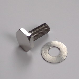 Upper screw for front fork plunger, M12/1,25, key 24 mm, stainless steel, polished, with washer, CZ 476-487