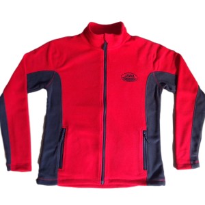 Women's fleece red with the JAWA logo, size XL