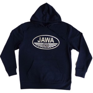 Men's pullover hoodie, black, with the JAWA logo, size M