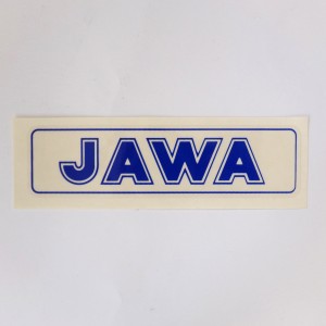 Naklejka JAWA, niebieska, 140x35 mm