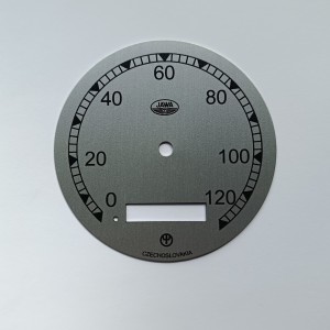 Cyferblat licznika 0-120km/h, srebrno-czarny, Jawa 250 Perak Zbrojovka